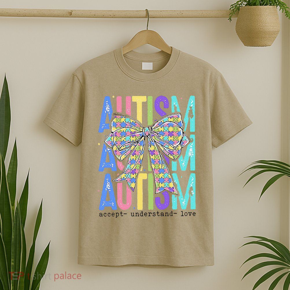 Cute Bow Autism Accept Understand Love Autism Awareness T-Shirt
