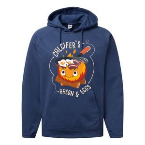 Calcifers Bacon And Egg I Camping Cooking I Bacon Cool Gift Performance Fleece Hoodie