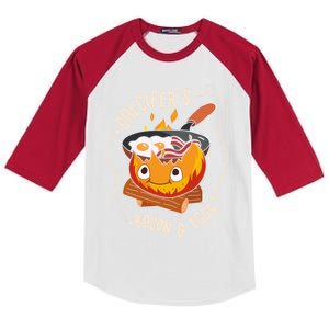 Calcifers Bacon And Egg I Camping Cooking I Bacon Cool Gift Kids Colorblock Raglan Jersey