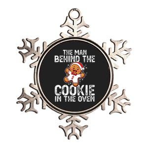 Christmas Baby Announcement Man Behind The Cookie Bump Dad Metallic Star Ornament