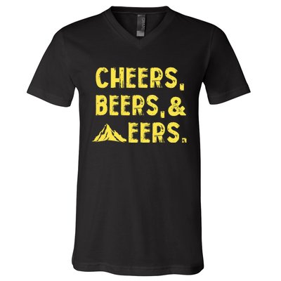 Cheers Beers And Mountaineers West Virginia V-Neck T-Shirt