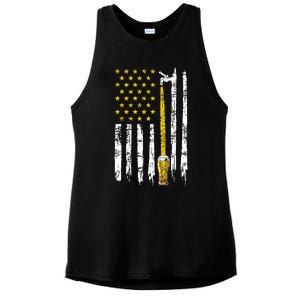 Craft Beer American Flag USA 4th Of July Brewery America Ladies PosiCharge Tri-Blend Wicking Tank