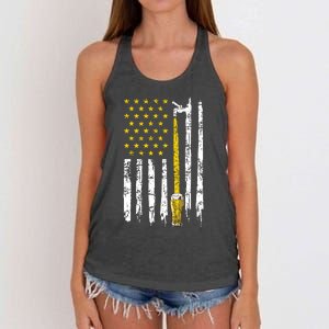 Craft Beer American Flag USA 4th Of July Brewery America Women's Knotted Racerback Tank