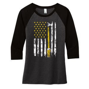 Craft Beer American Flag USA 4th Of July Brewery America Women's Tri-Blend 3/4-Sleeve Raglan Shirt