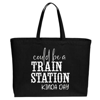 Could Be A Train Station Kinda Day Cotton Canvas Jumbo Tote