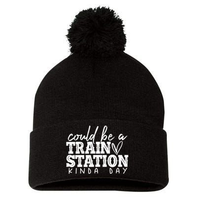 Could Be A Train Station Kinda Day Pom Pom 12in Knit Beanie