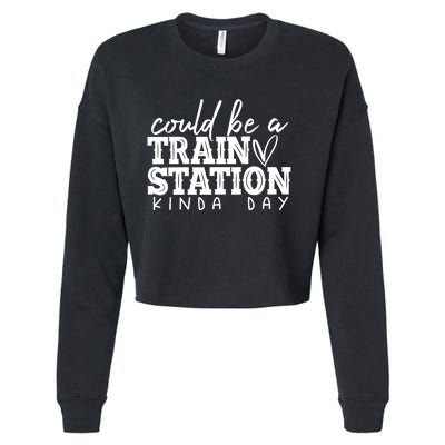 Could Be A Train Station Kinda Day Cropped Pullover Crew