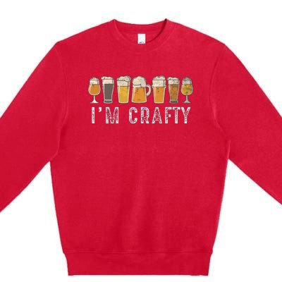 Craft Beer Art I'm Crafty Home Brew Beer Vintage Premium Crewneck Sweatshirt