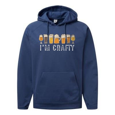 Craft Beer Art I'm Crafty Home Brew Beer Vintage Performance Fleece Hoodie