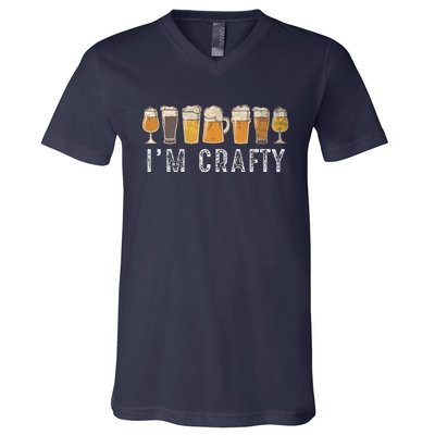 Craft Beer Art I'm Crafty Home Brew Beer Vintage V-Neck T-Shirt