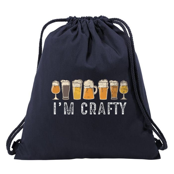 Craft Beer Art I'm Crafty Home Brew Beer Vintage Drawstring Bag