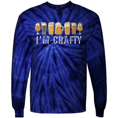 Craft Beer Art I'm Crafty Home Brew Beer Vintage Tie-Dye Long Sleeve Shirt