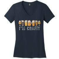 Craft Beer Art I'm Crafty Home Brew Beer Vintage Women's V-Neck T-Shirt