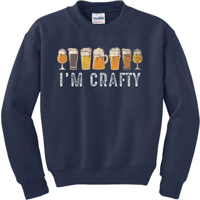 Craft Beer Art I'm Crafty Home Brew Beer Vintage Kids Sweatshirt