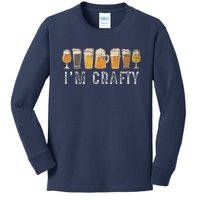 Craft Beer Art I'm Crafty Home Brew Beer Vintage Kids Long Sleeve Shirt