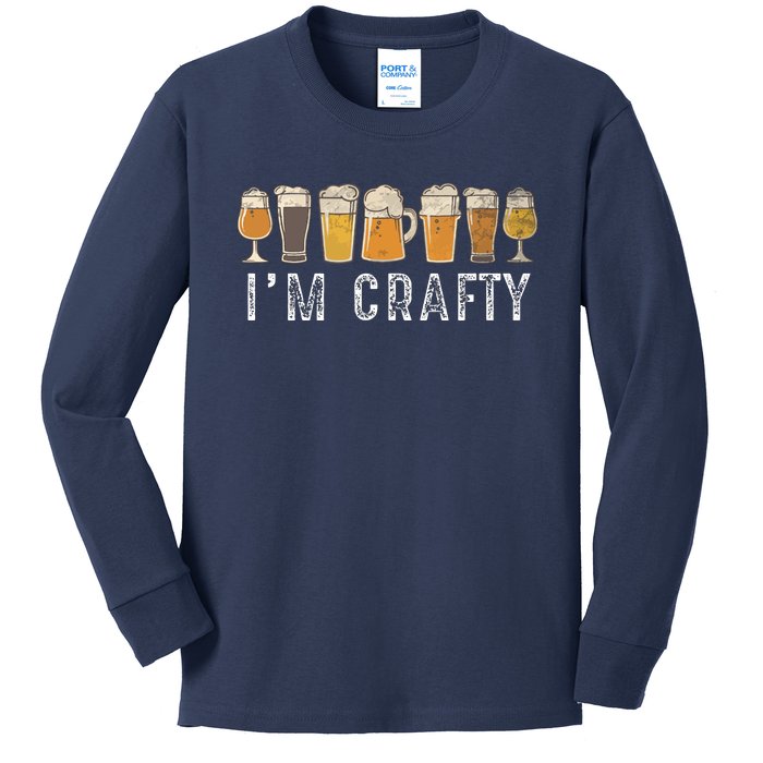 Craft Beer Art I'm Crafty Home Brew Beer Vintage Kids Long Sleeve Shirt