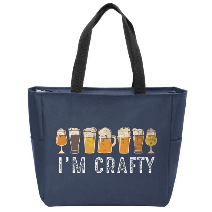 Craft Beer Art I'm Crafty Home Brew Beer Vintage Zip Tote Bag