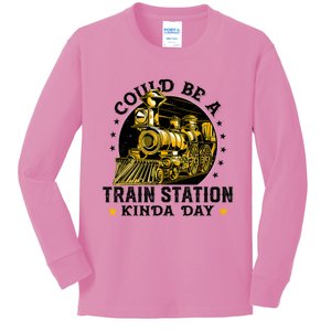 Could Be A Train Station Kinda Day Kids Long Sleeve Shirt