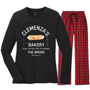 ClemenzaS Bakery Authentic Cannoli Delights And More! Women's Long Sleeve Flannel Pajama Set 