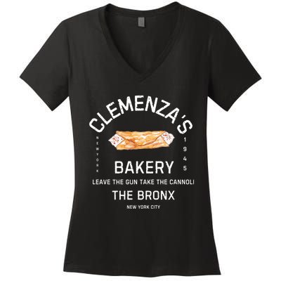 ClemenzaS Bakery Authentic Cannoli Delights And More! Women's V-Neck T-Shirt