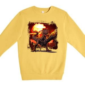 Comic Book Action Hero Movie Trex Dinosaur Premium Crewneck Sweatshirt