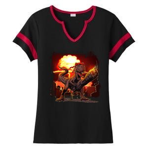 Comic Book Action Hero Movie Trex Dinosaur Ladies Halftime Notch Neck Tee