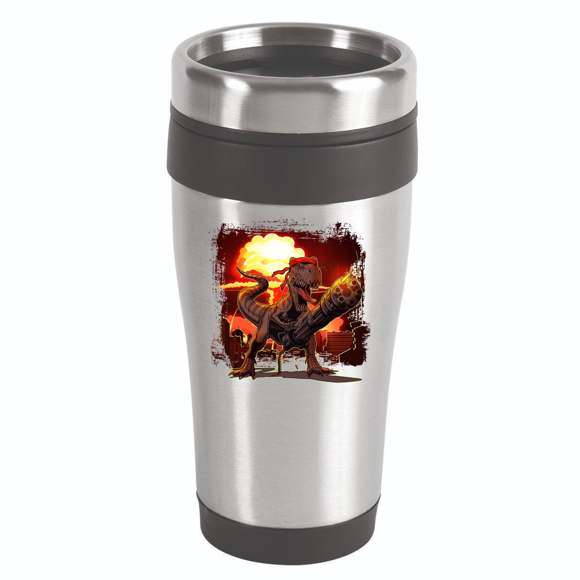 Comic Book Action Hero Movie Trex Dinosaur 16oz Travel Tumbler