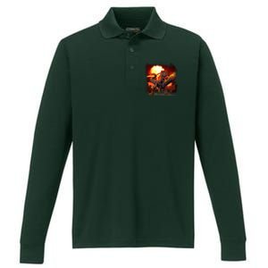 Comic Book Action Hero Movie Trex Dinosaur Performance Long Sleeve Polo