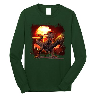 Comic Book Action Hero Movie Trex Dinosaur Long Sleeve Shirt