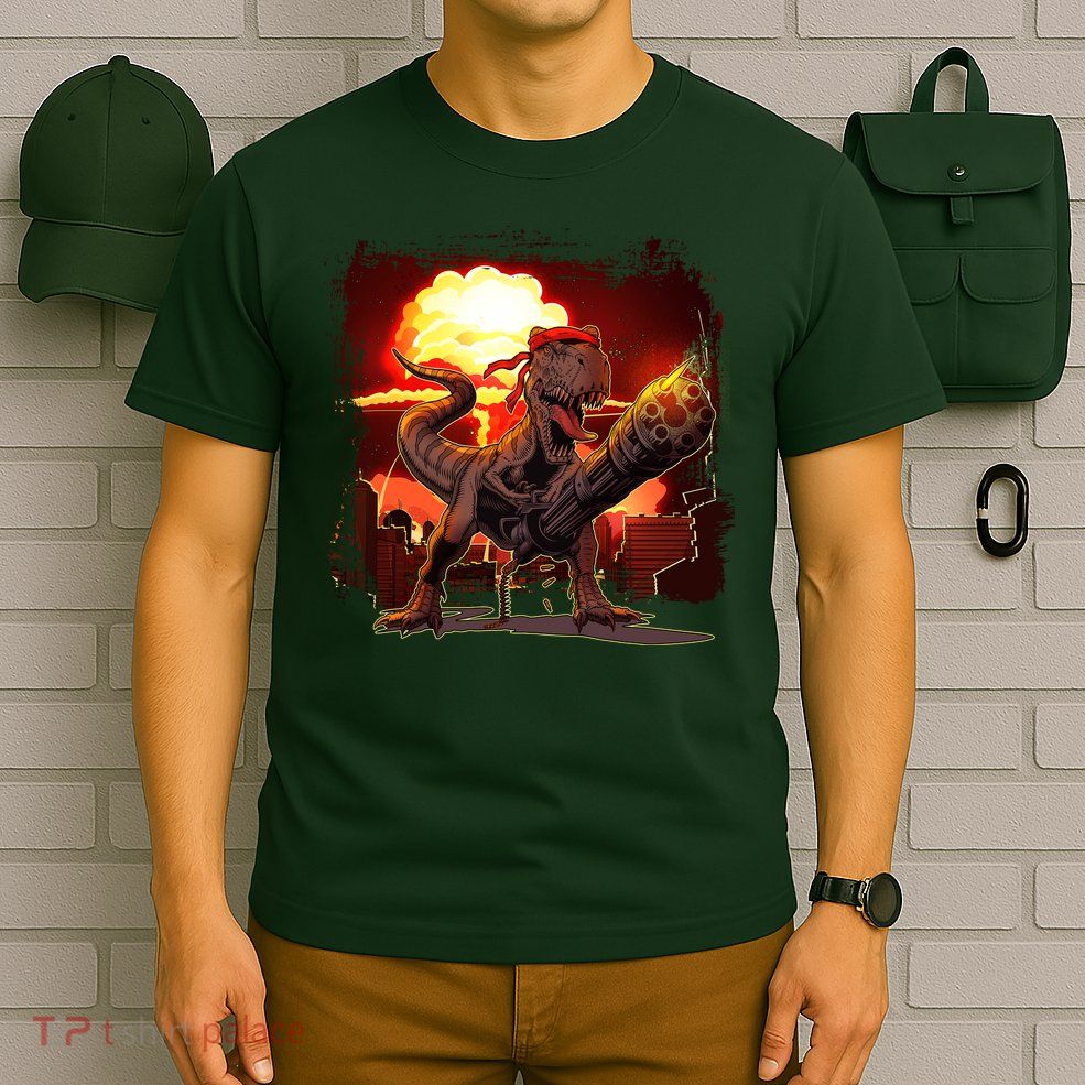 Comic Book Action Hero Movie Trex Dinosaur T-Shirt