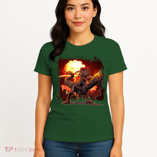 Comic Book Action Hero Movie Trex Dinosaur Womens T-Shirt