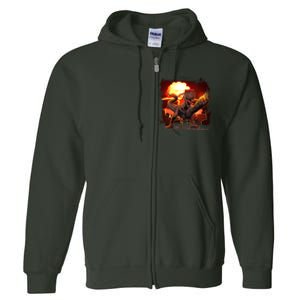 Comic Book Action Hero Movie Trex Dinosaur Full Zip Hoodie