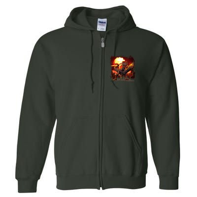 Comic Book Action Hero Movie Trex Dinosaur Full Zip Hoodie