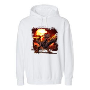 Comic Book Action Hero Movie Trex Dinosaur Garment-Dyed Fleece Hoodie