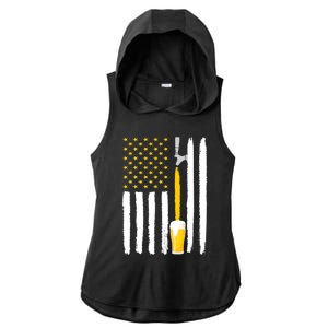 Craft Beer American Flag USA Ladies PosiCharge Tri-Blend Wicking Draft Hoodie Tank