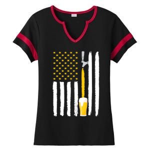 Craft Beer American Flag USA Ladies Halftime Notch Neck Tee