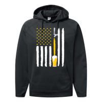 Craft Beer American Flag USA Performance Fleece Hoodie