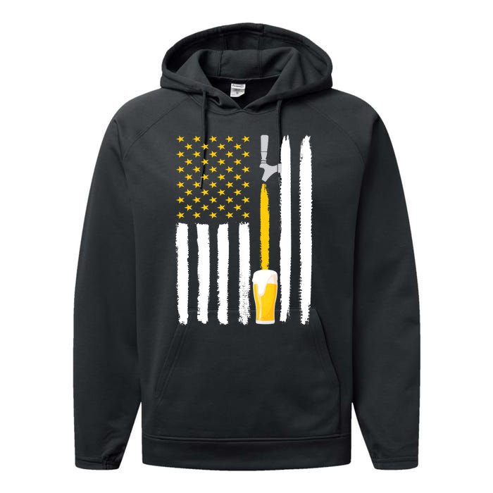 Craft Beer American Flag USA Performance Fleece Hoodie