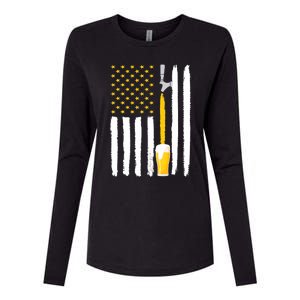 Craft Beer American Flag USA Womens Cotton Relaxed Long Sleeve T-Shirt