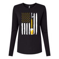 Craft Beer American Flag USA Womens Cotton Relaxed Long Sleeve T-Shirt