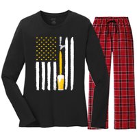 Craft Beer American Flag USA Women's Long Sleeve Flannel Pajama Set 