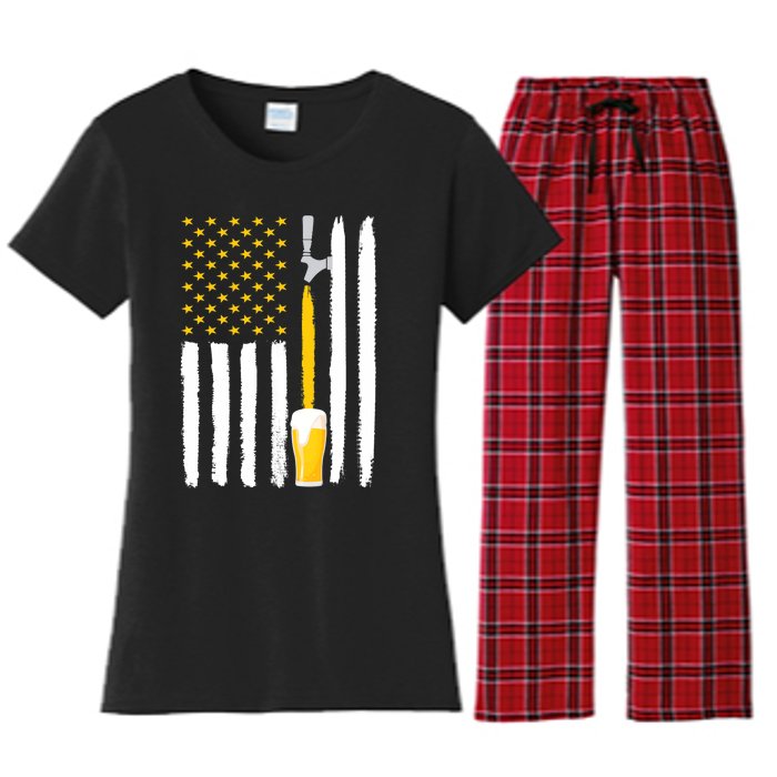 Craft Beer American Flag USA Women's Flannel Pajama Set