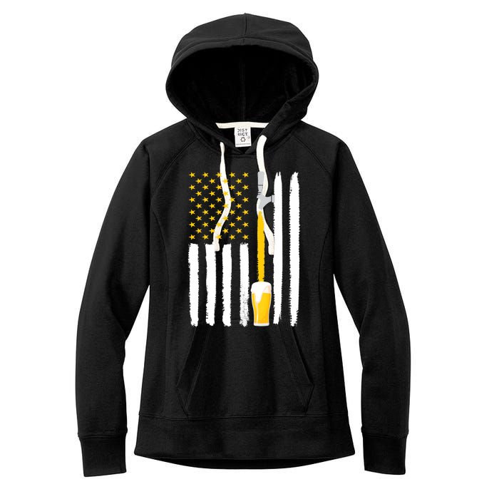 Craft Beer American Flag USA Women's Fleece Hoodie