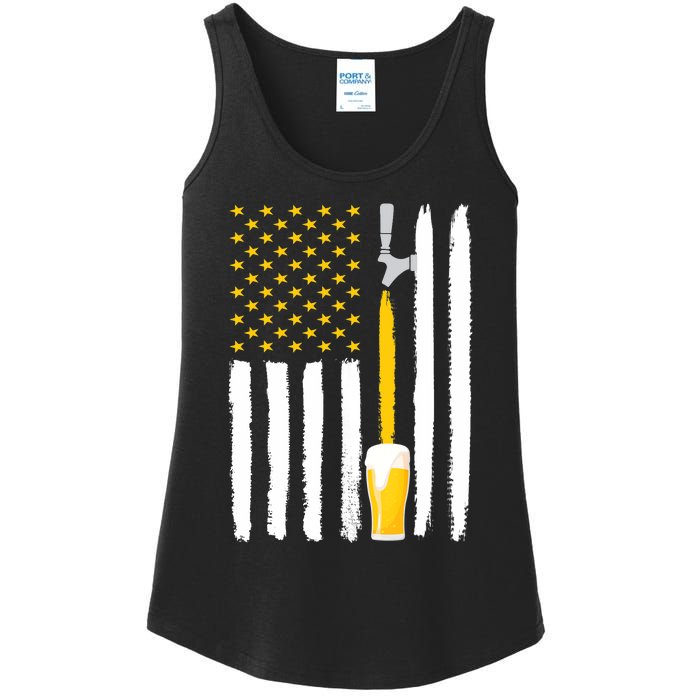 Craft Beer American Flag USA Ladies Essential Tank