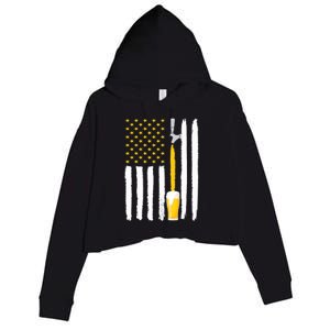 Craft Beer American Flag USA Crop Fleece Hoodie