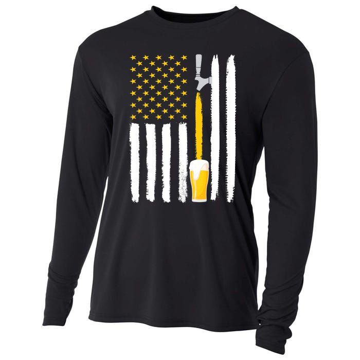 Craft Beer American Flag USA Cooling Performance Long Sleeve Crew