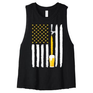 Craft Beer American Flag USA Women's Racerback Cropped Tank