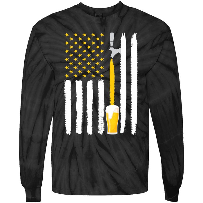 Craft Beer American Flag USA Tie-Dye Long Sleeve Shirt