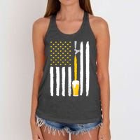 Craft Beer American Flag USA Women's Knotted Racerback Tank