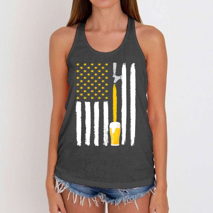 Craft Beer American Flag USA Women's Knotted Racerback Tank